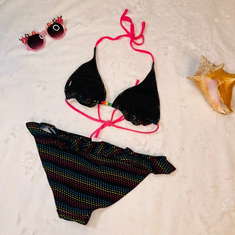 Polka dot rainbow 2 piece swimsuit